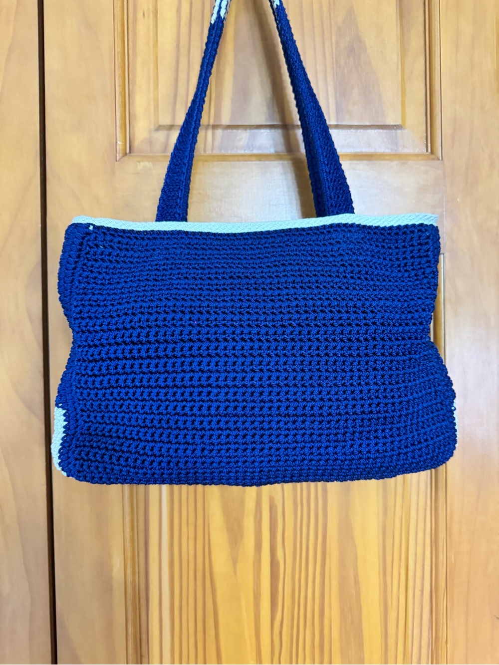 The Sak Blue And White Crochet Handbag Purse Summer 4th of July Independence Day